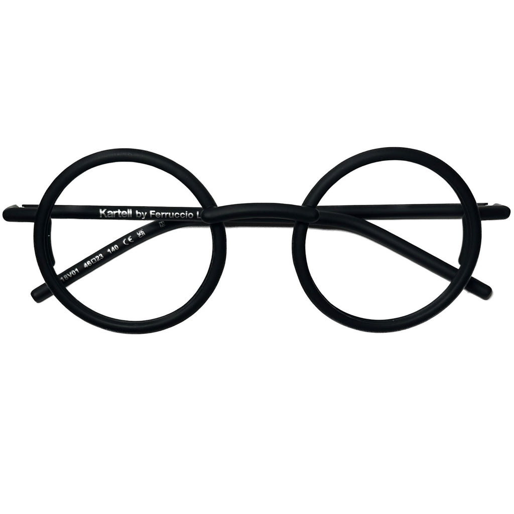 Kartell KL018V01 Round Eyeglasses Frames in Black -  Authentic New