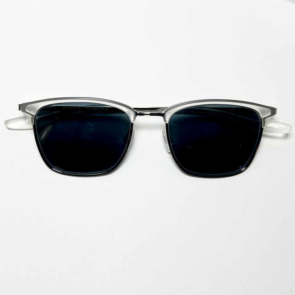 Barton Perreira ATKINS Men's Sunglasses Frame Matt Silver Crystal Authentic New