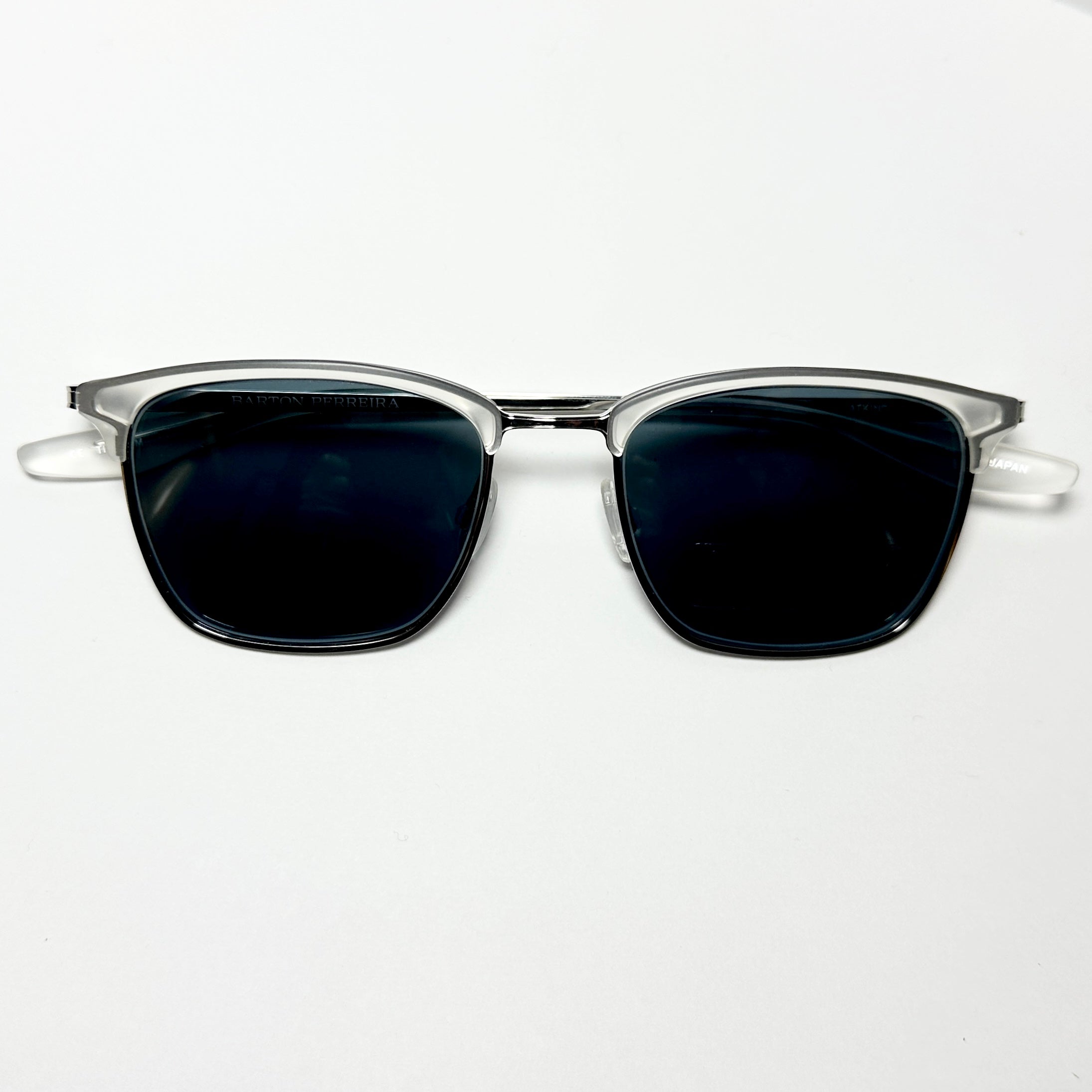 Barton Perreira ATKINS Men's Sunglasses Frame Matt Silver Crystal Authentic New