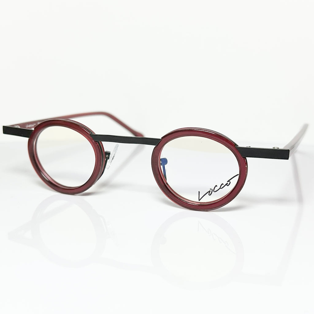 Locco SHAKESPEARE Unisex Eyeglasses Frame in Black/red - Authentic New
