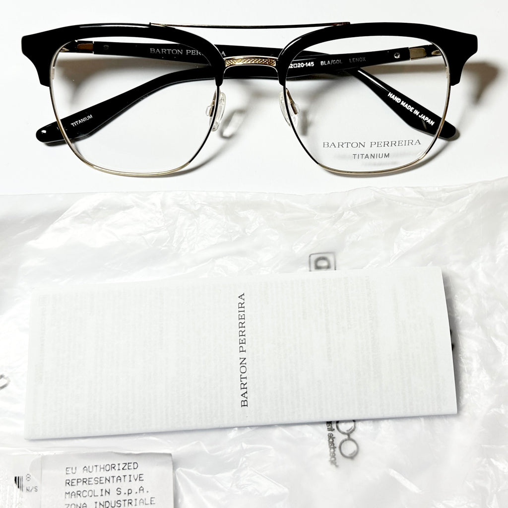 Barton Perreira LENOX BLA/GOL Men Eyeglasses Frame NEW Authentic