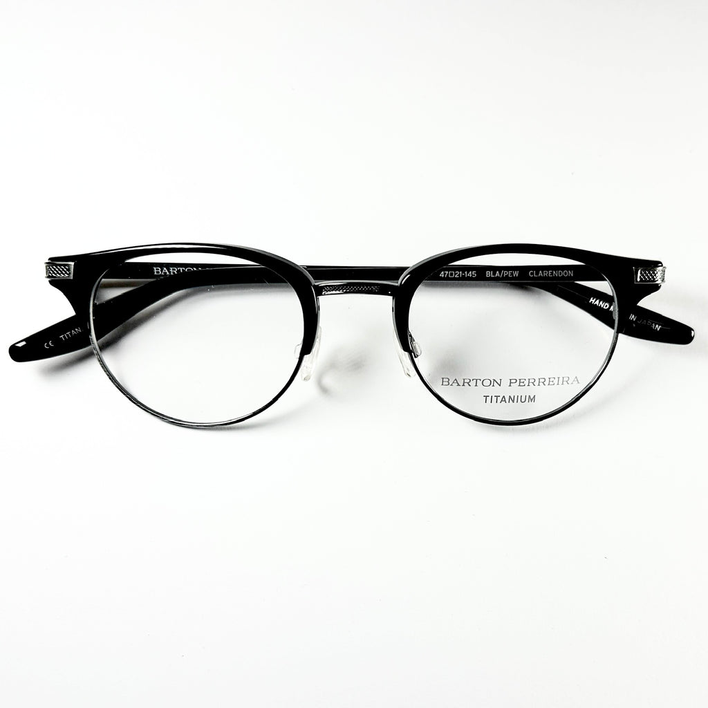 Barton Perreira CLARENDON BLA/PEW Unisex Eyeglasses Frame NEW Authentic