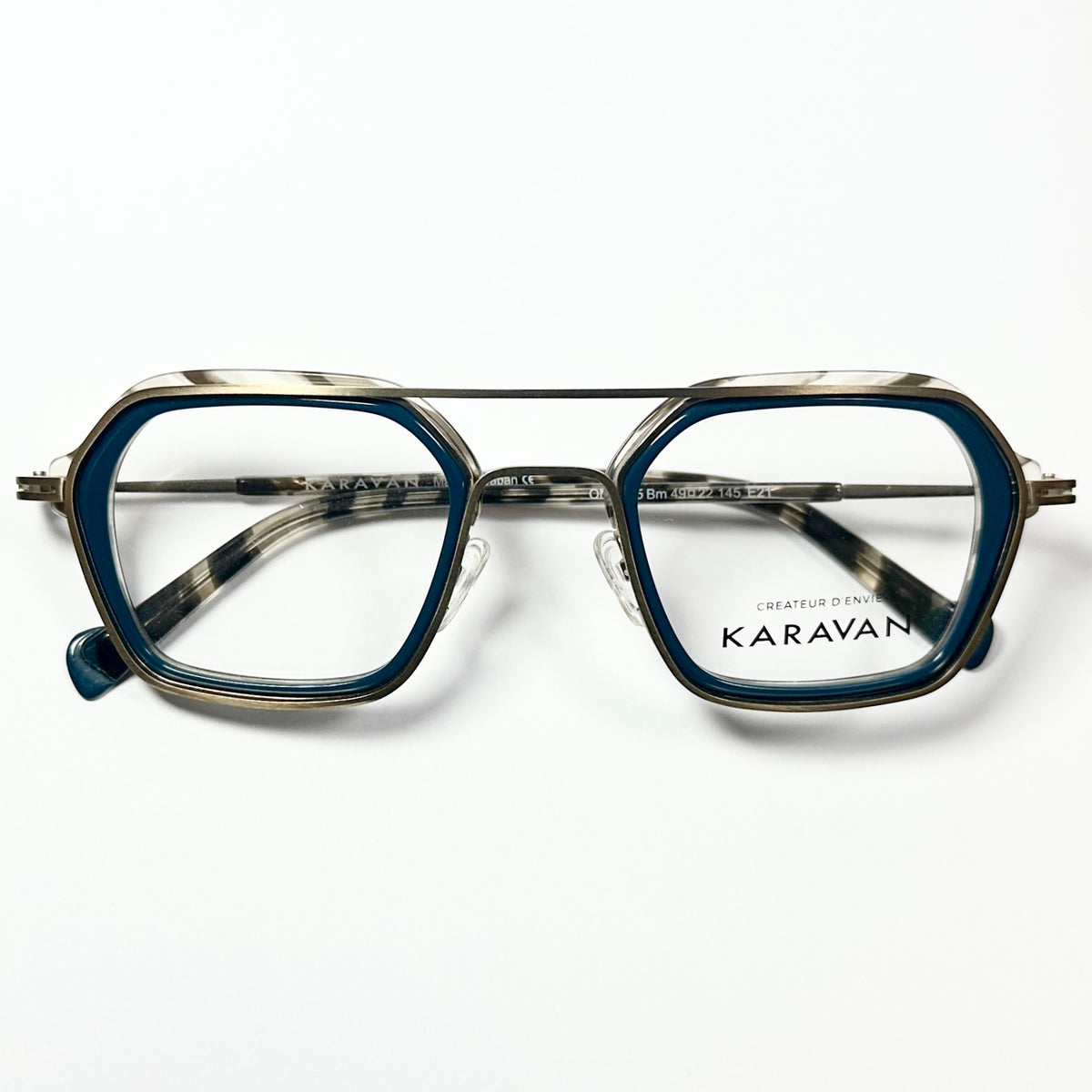 KARAVAN ONYX05 BM Men's Eyeglasses Frame in Blue/Gold - Authentic New