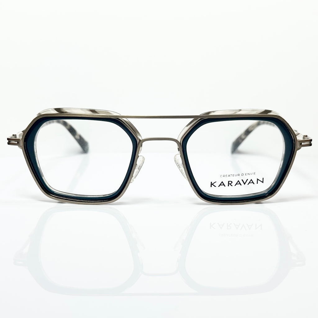 KARAVAN ONYX05 BM Men's Eyeglasses Frame in Blue/Gold - Authentic New