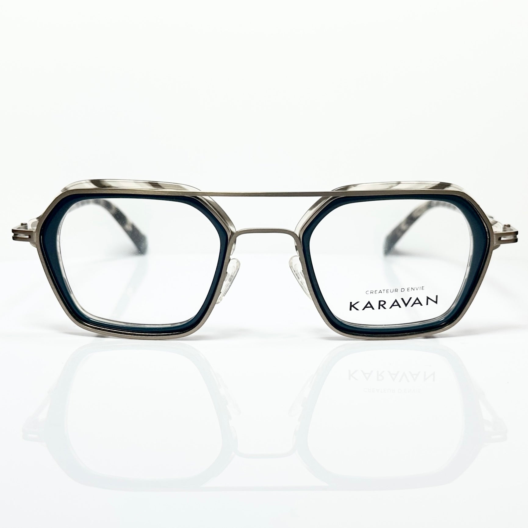 KARAVAN ONYX05 BM Men's Eyeglasses Frame in Blue/Gold - Authentic New