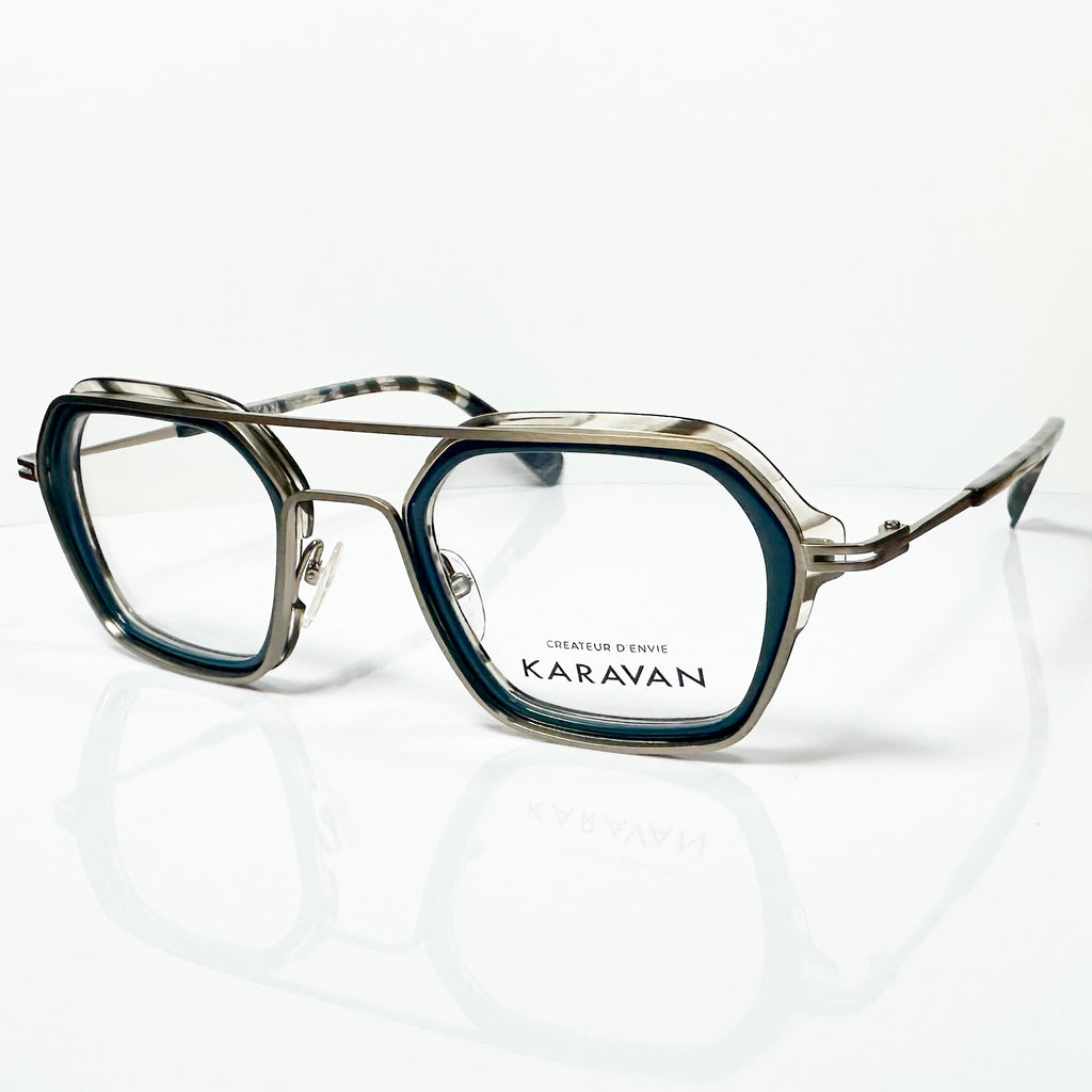 KARAVAN ONYX05 BM Men's Eyeglasses Frame in Blue/Gold - Authentic New