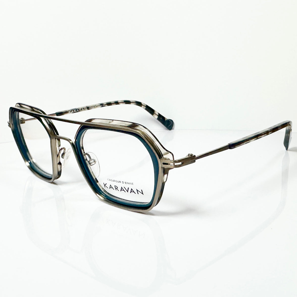 KARAVAN ONYX05 BM Men's Eyeglasses Frame in Blue/Gold - Authentic New