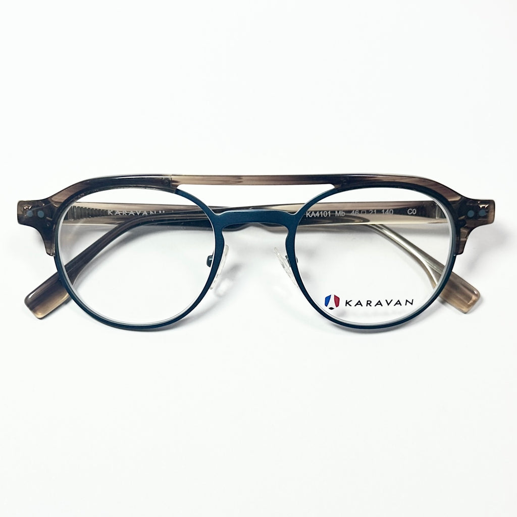KARAVAN KA4101 MB NO Men's Eyeglasses Frames in Steel Blue/Brown - Authentic New