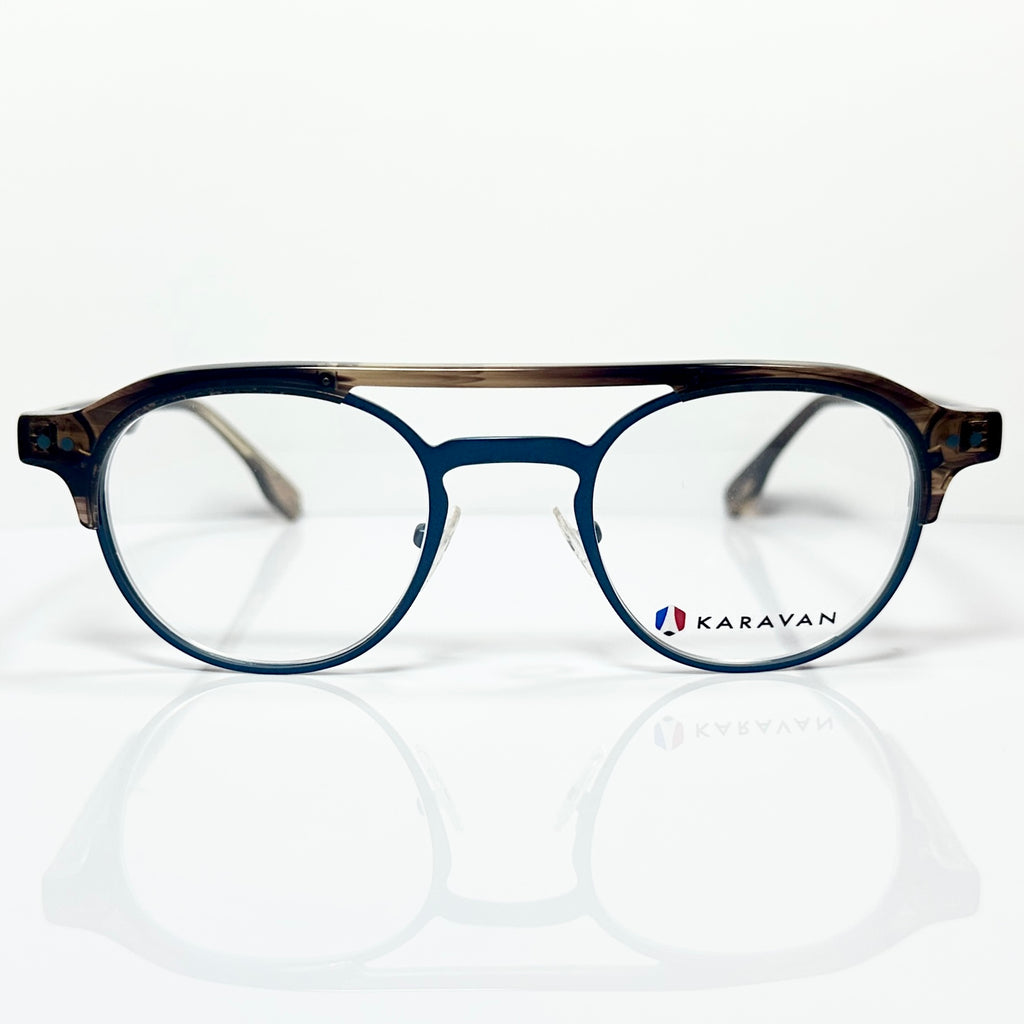 KARAVAN KA4101 MB NO Men's Eyeglasses Frames in Steel Blue/Brown - Authentic New