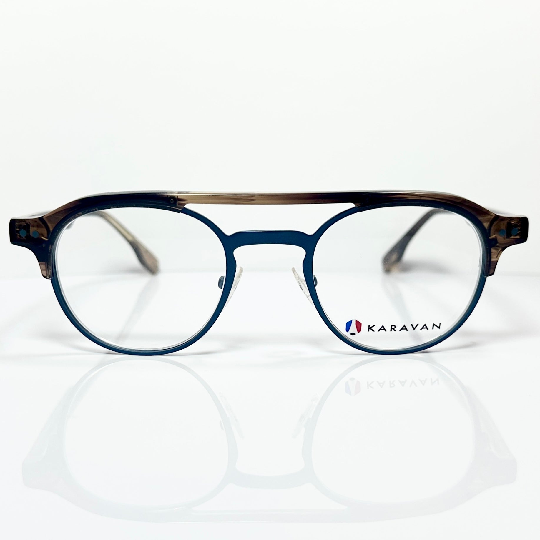 KARAVAN KA4101 MB NO Men's Eyeglasses Frames in Steel Blue/Brown - Authentic New