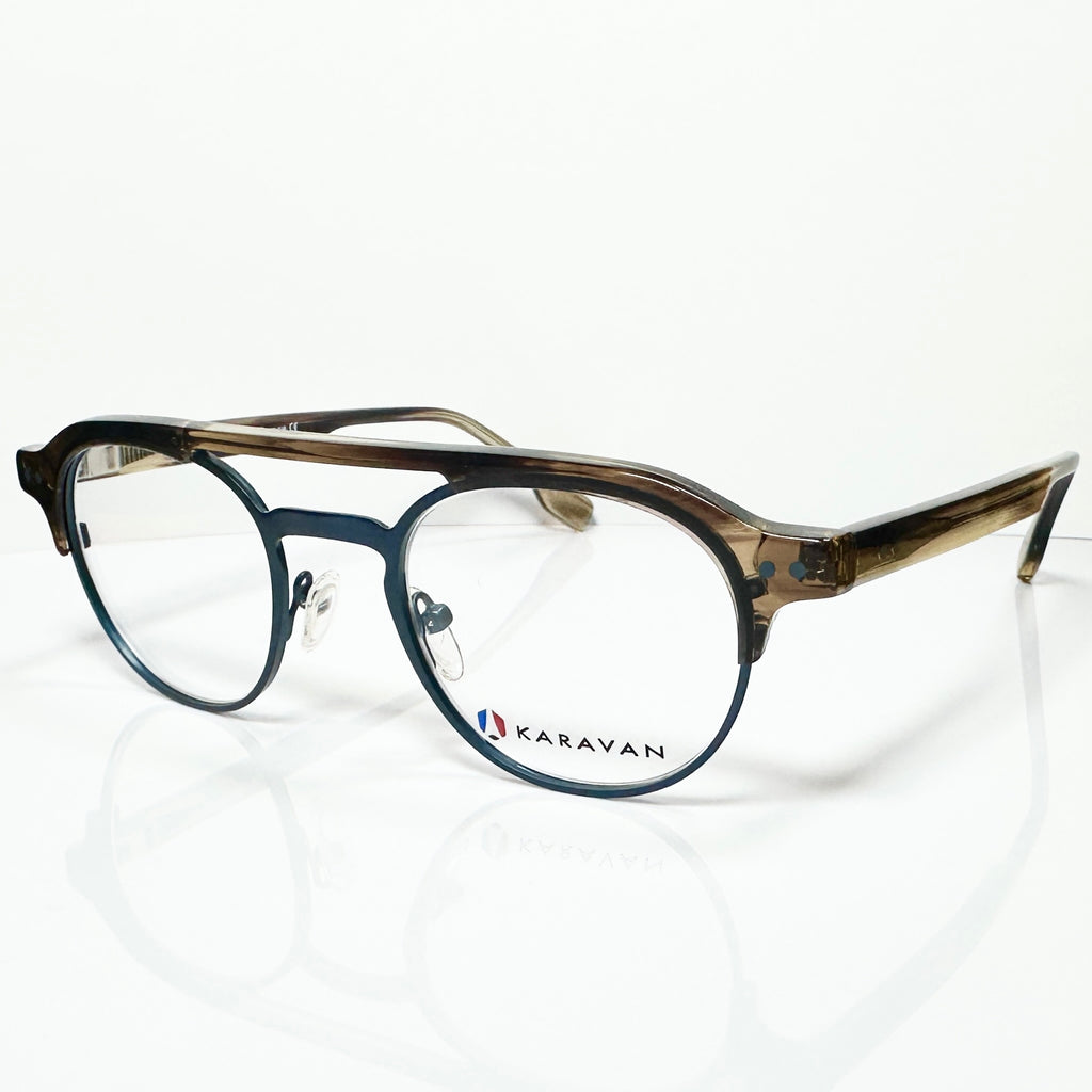 KARAVAN KA4101 MB NO Men's Eyeglasses Frames in Steel Blue/Brown - Authentic New