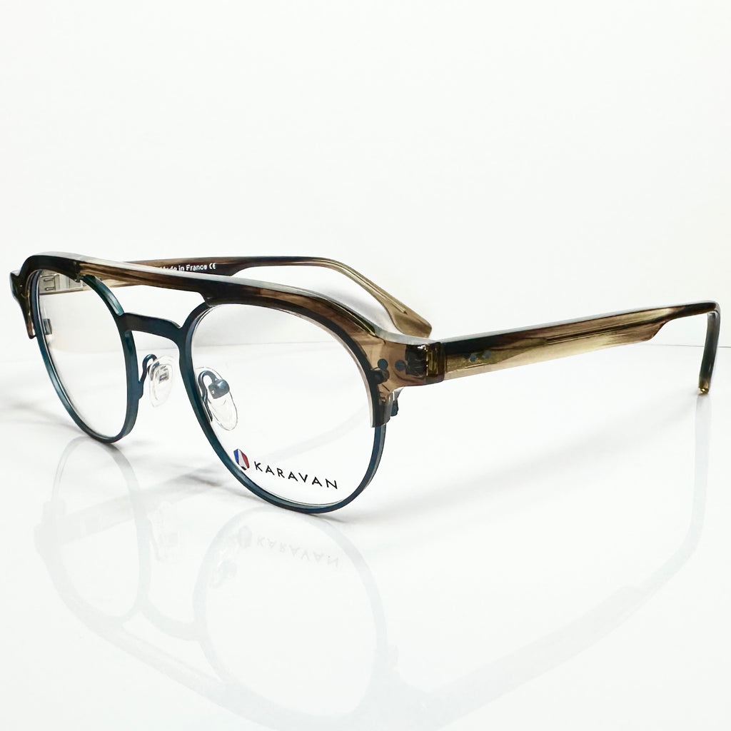 KARAVAN KA4101 MB NO Men's Eyeglasses Frames in Steel Blue/Brown - Authentic New