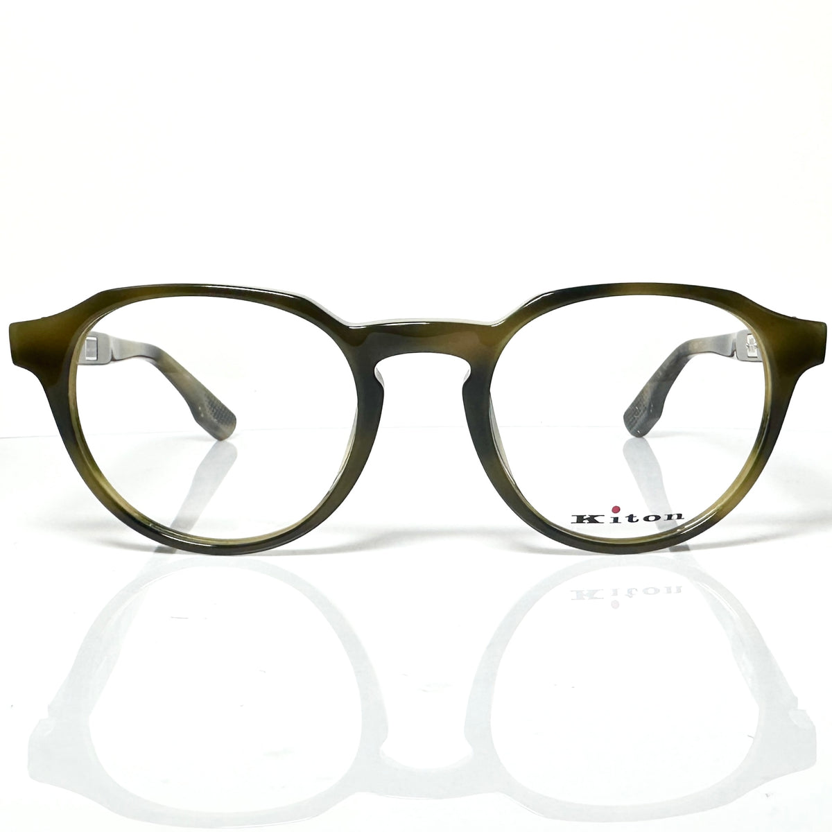 Kiton Crown KT011V04 Crown Panto Eyeglasses Frames in Dark Green - Authentic New