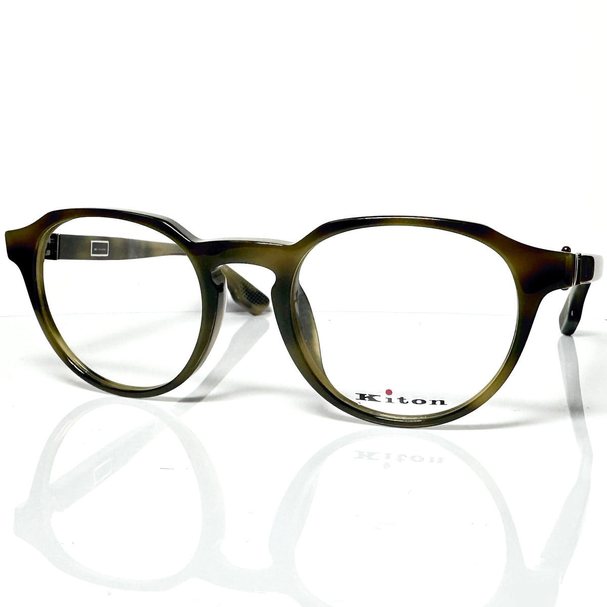 Kiton Crown KT011V04 Crown Panto Eyeglasses Frames in Dark Green - Authentic New
