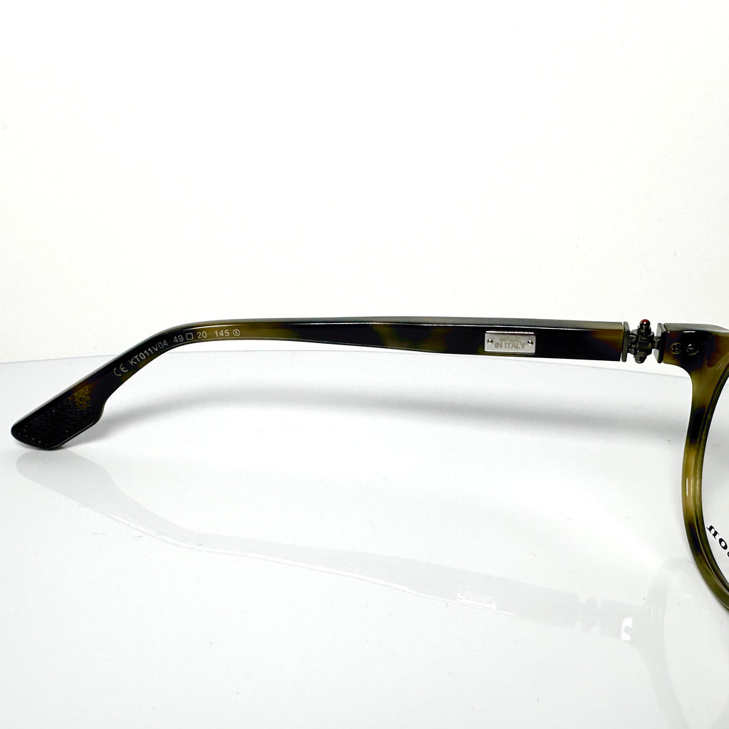 Kiton Crown KT011V04 Crown Panto Eyeglasses Frames in Dark Green - Authentic New