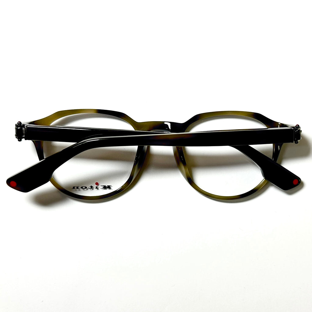 Kiton Crown KT011V04 Crown Panto Eyeglasses Frames in Dark Green - Authentic New