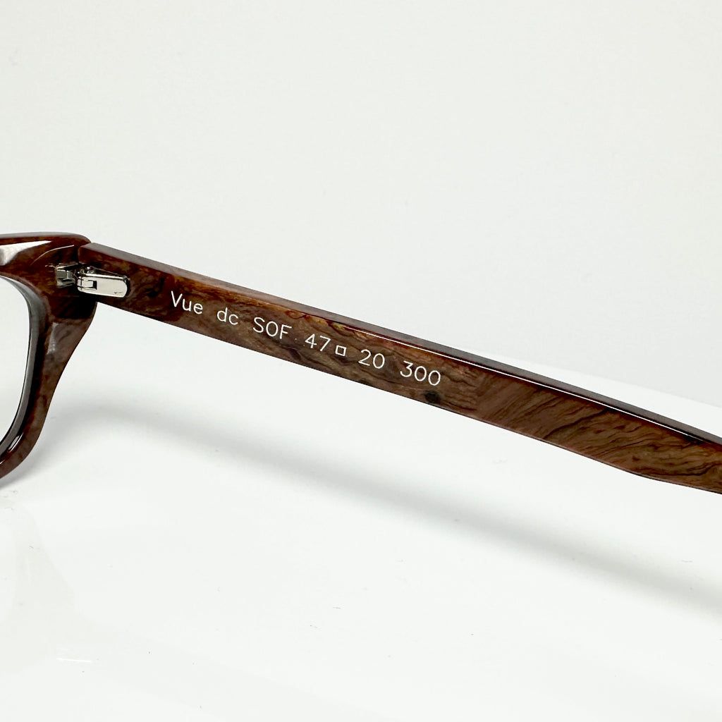 VUE DC SOF 300 Women's Eyeglasses Frame in Wood Texture - Authentic New