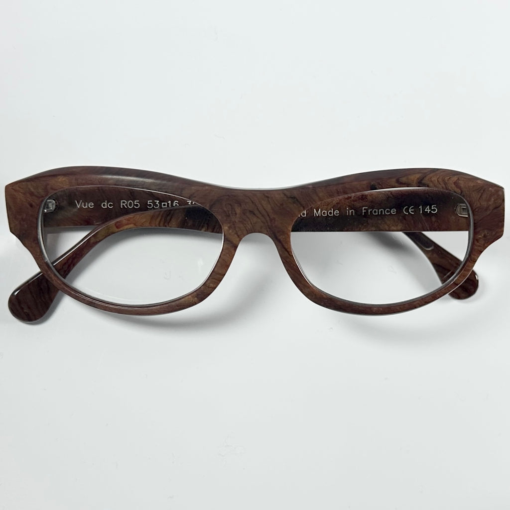 VUE DC R05 300 Unisex Eyeglasses Frame in Wood Texture - Authentic New