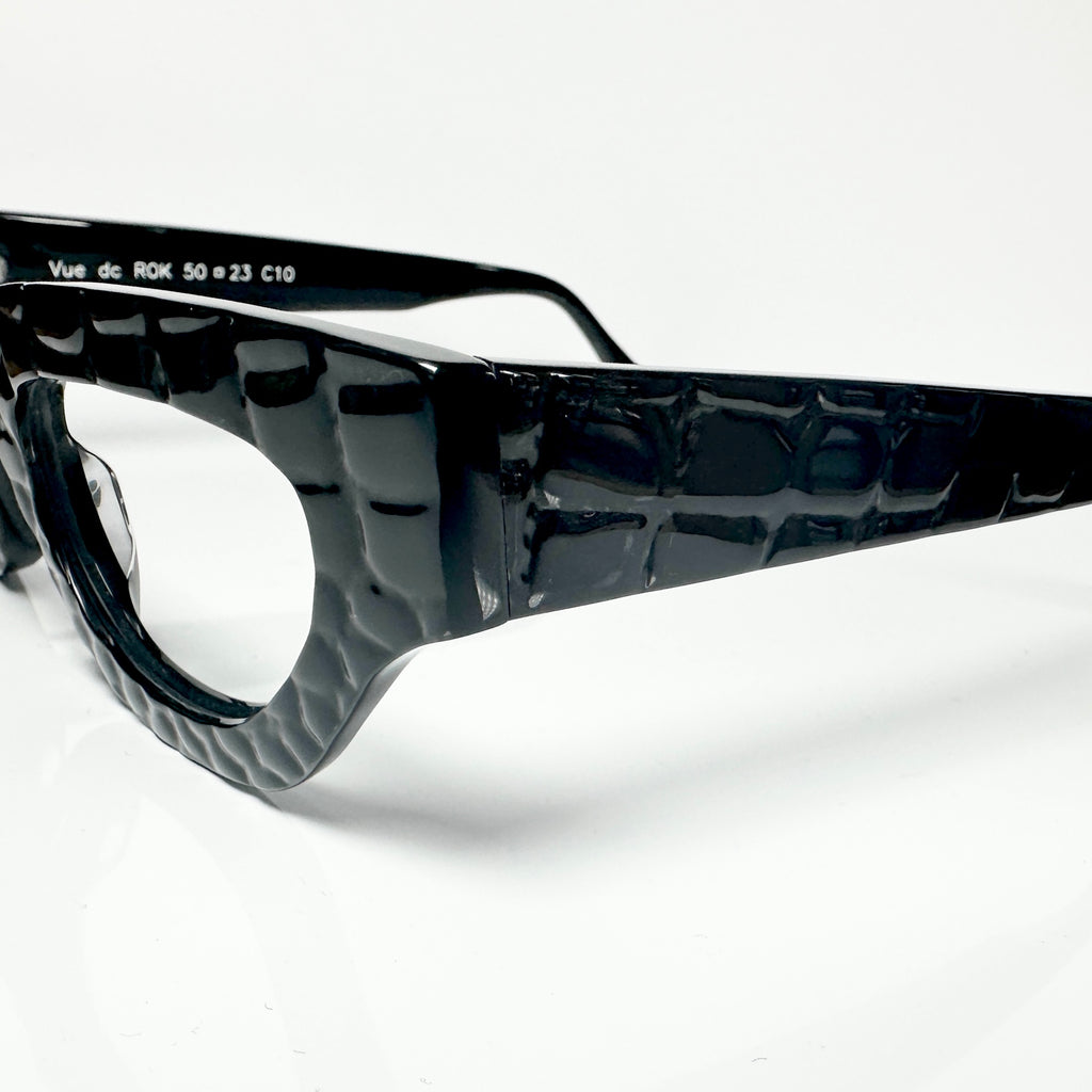 VUE DC ROK C10 Women's Eyeglasses Frame in Crocodile Black - Authentic New