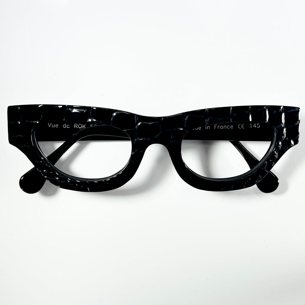 VUE DC ROK C10 Women's Eyeglasses Frame in Crocodile Black - Authentic New