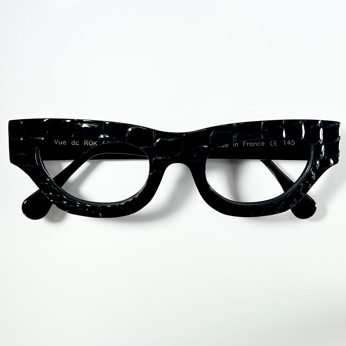 VUE DC ROK C10 Women's Eyeglasses Frame in Crocodile Black - Authentic New