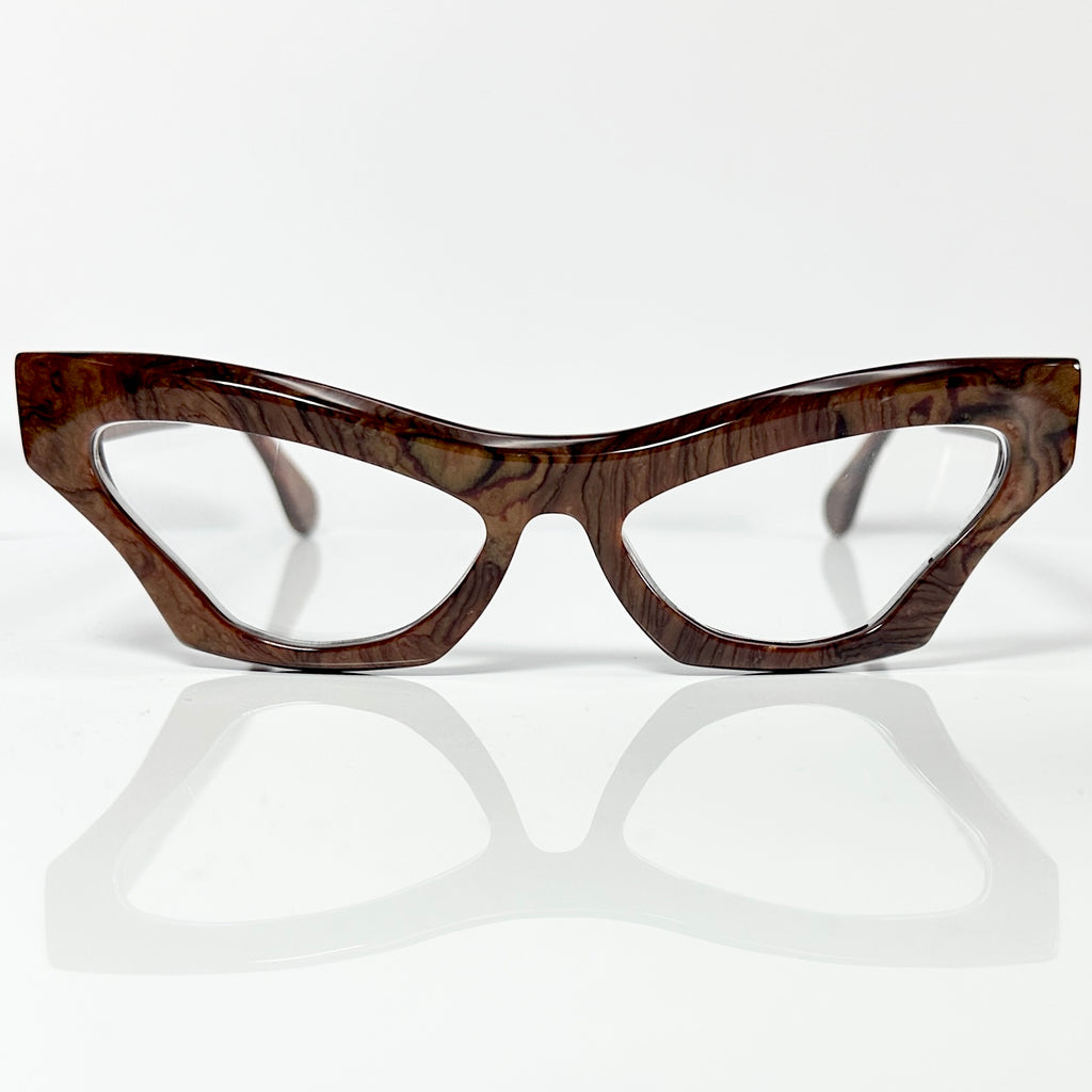 VUE DC LYZ 300 Women's Eyeglasses Frame in Wood Texture - Authentic New