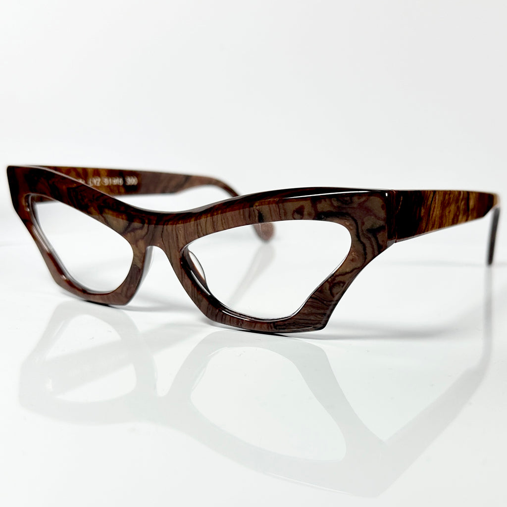 VUE DC LYZ 300 Women's Eyeglasses Frame in Wood Texture - Authentic New