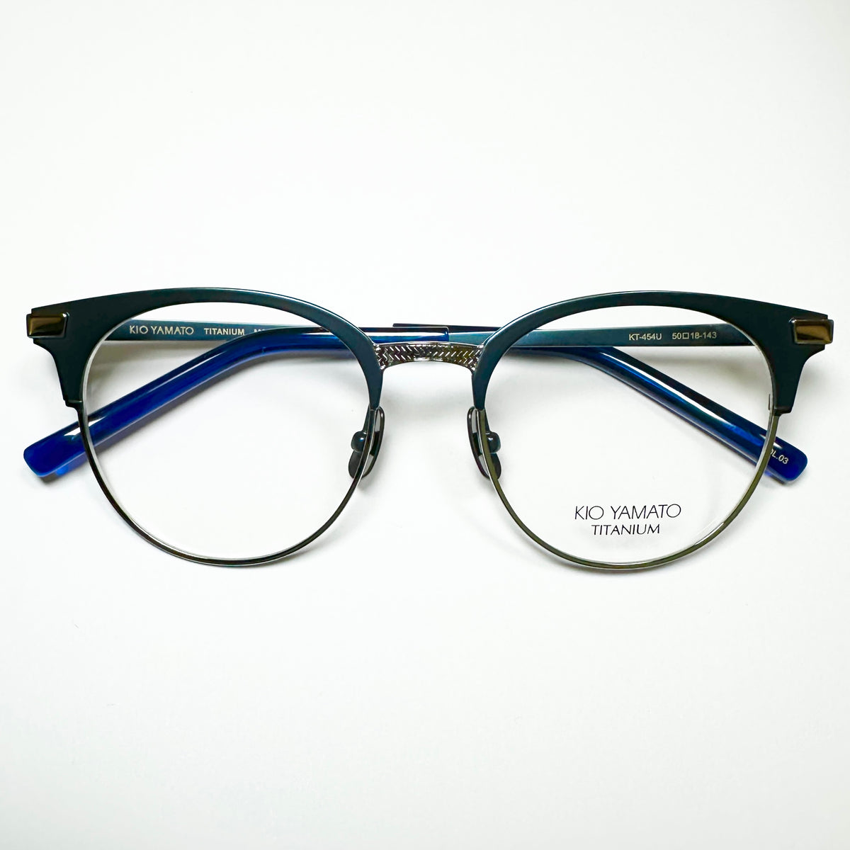 KIO YAMATO KP-454U col.03 Eyeglasses Frames in Steel Blue/Silver  Authentic New