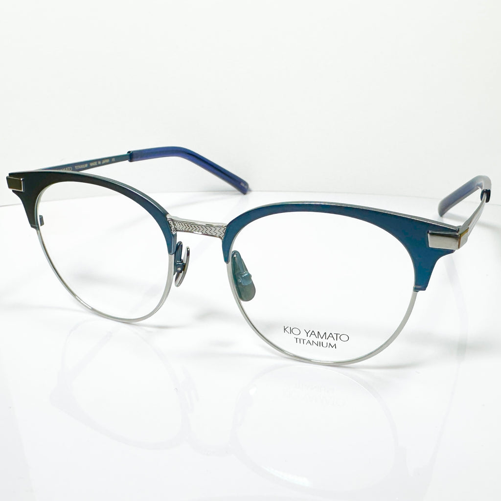 KIO YAMATO KP-454U col.03 Eyeglasses Frames in Steel Blue/Silver  Authentic New