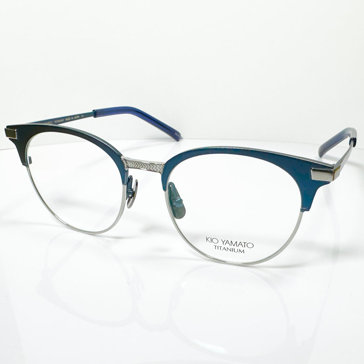 KIO YAMATO KP-454U col.03 Eyeglasses Frames in Steel Blue/Silver  Authentic New