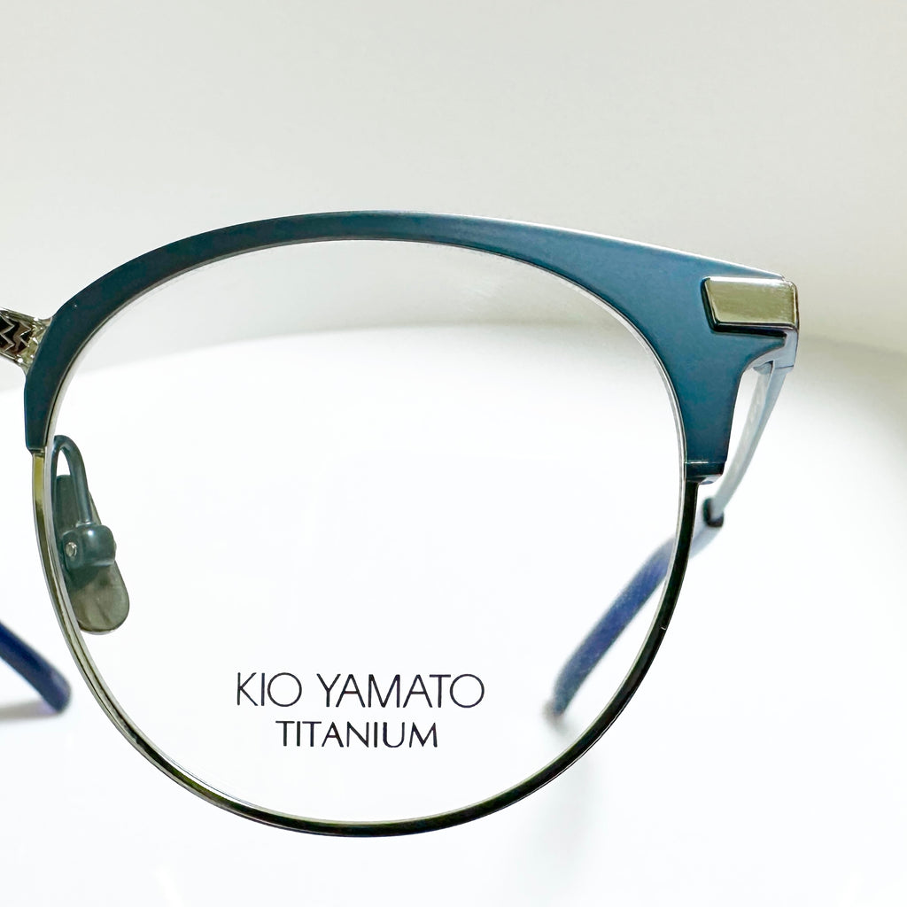 KIO YAMATO KP-454U col.03 Eyeglasses Frames in Steel Blue/Silver  Authentic New