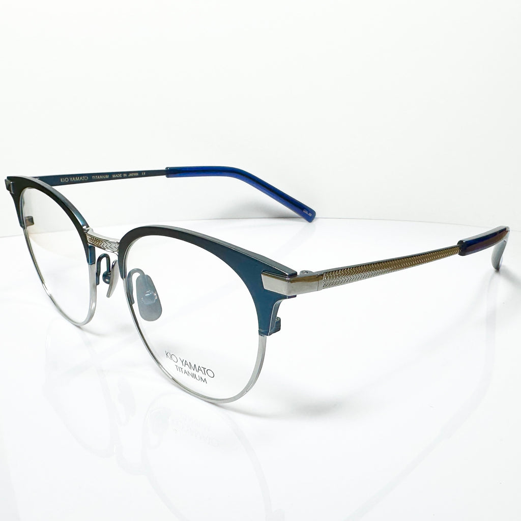KIO YAMATO KP-454U col.03 Eyeglasses Frames in Steel Blue/Silver  Authentic New