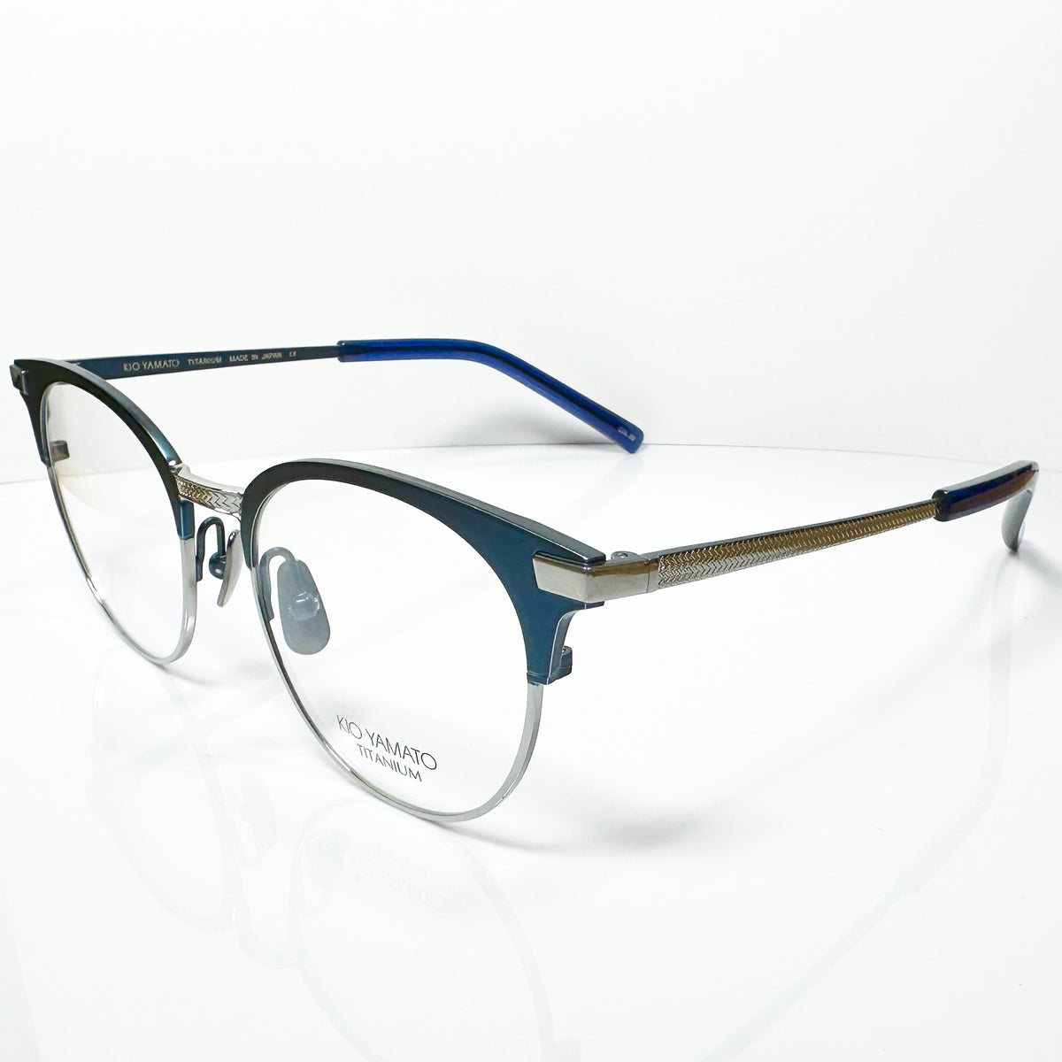 KIO YAMATO KP-454U col.03 Eyeglasses Frames in Steel Blue/Silver  Authentic New