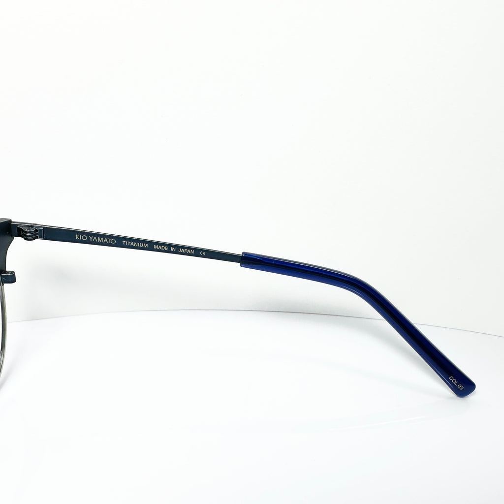 KIO YAMATO KP-454U col.03 Eyeglasses Frames in Steel Blue/Silver  Authentic New