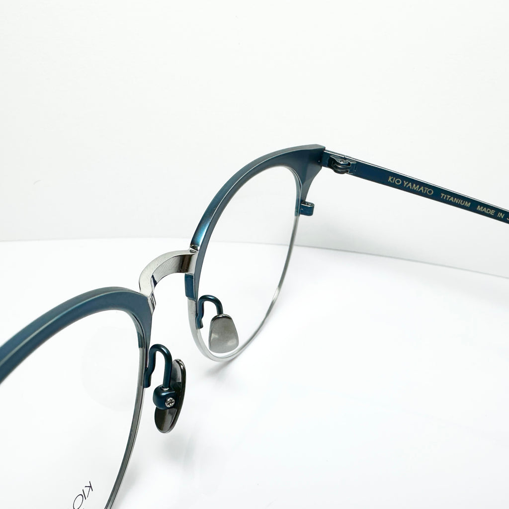 KIO YAMATO KP-454U col.03 Eyeglasses Frames in Steel Blue/Silver  Authentic New