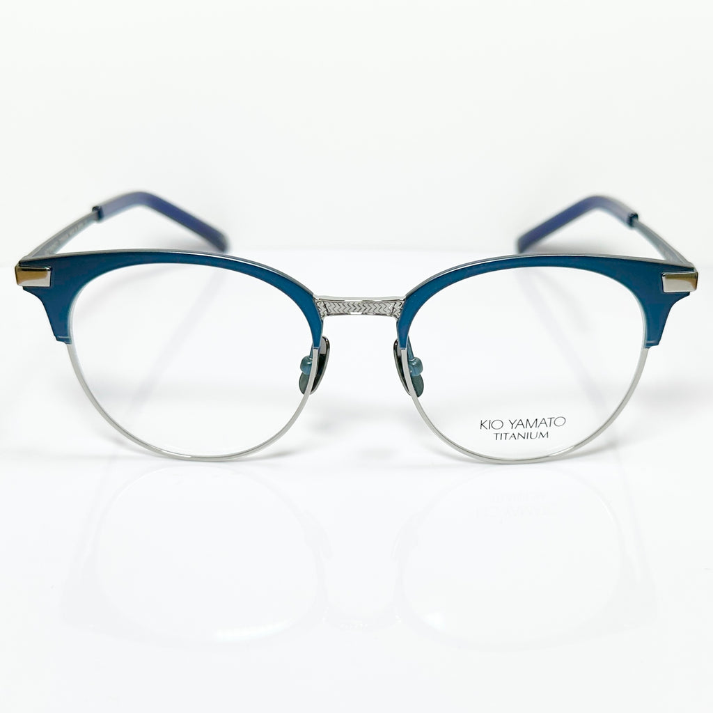 KIO YAMATO KP-454U col.03 Eyeglasses Frames in Steel Blue/Silver  Authentic New