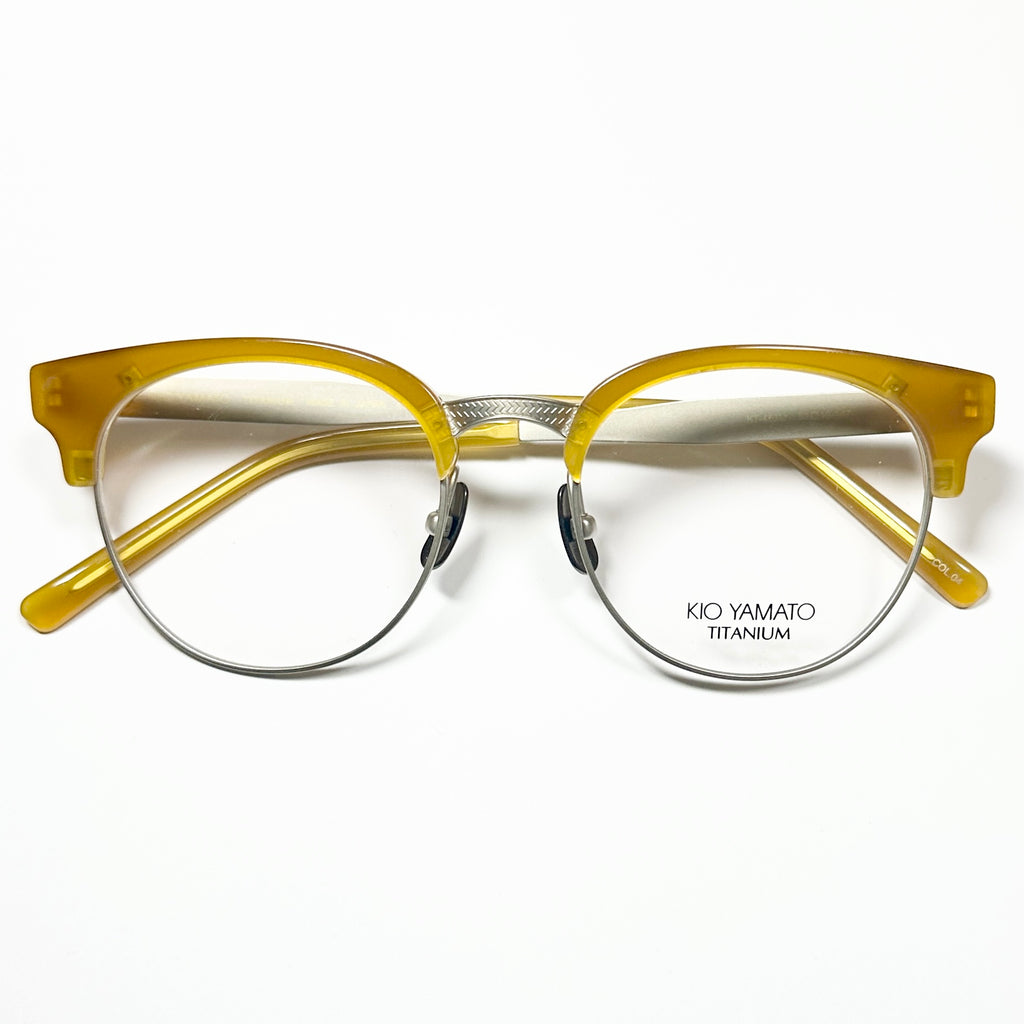 KIO YAMATO KT-453U col 04 Eyeglasses Frames in Yellow/Silver  Authentic New