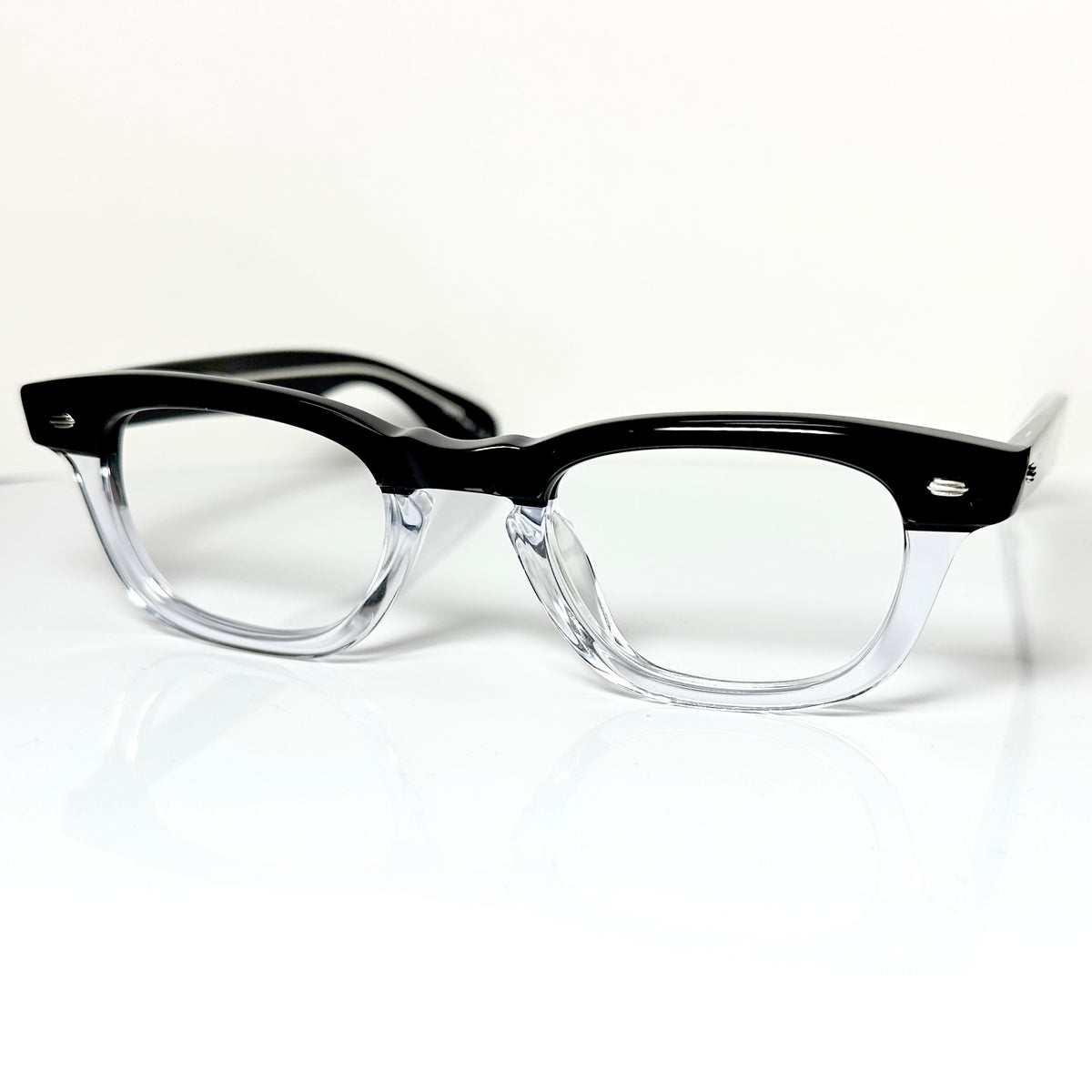 Garrett Leight LO-B PGY Men's Eyeglasses Frames in Clear Black - Authentic New