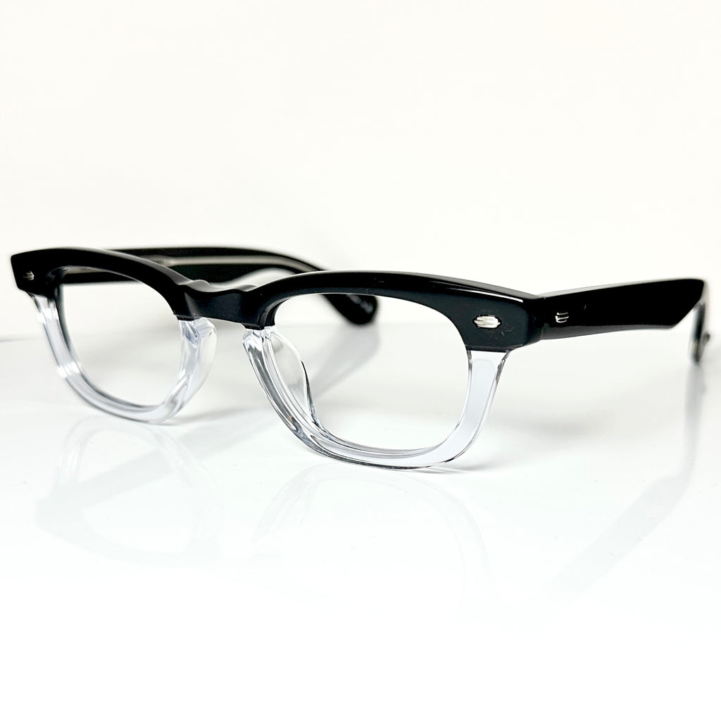 Garrett Leight LO-B PGY Men's Eyeglasses Frames in Clear Black - Authentic New