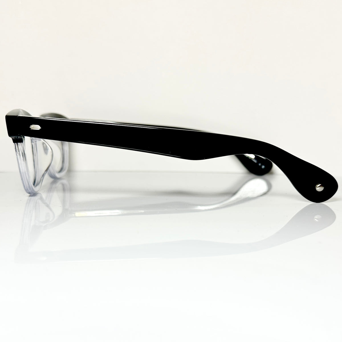 Garrett Leight LO-B PGY Men's Eyeglasses Frames in Clear Black - Authentic New