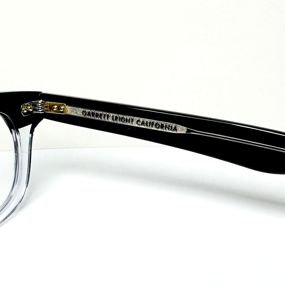 Garrett Leight LO-B PGY Men's Eyeglasses Frames in Clear Black - Authentic New