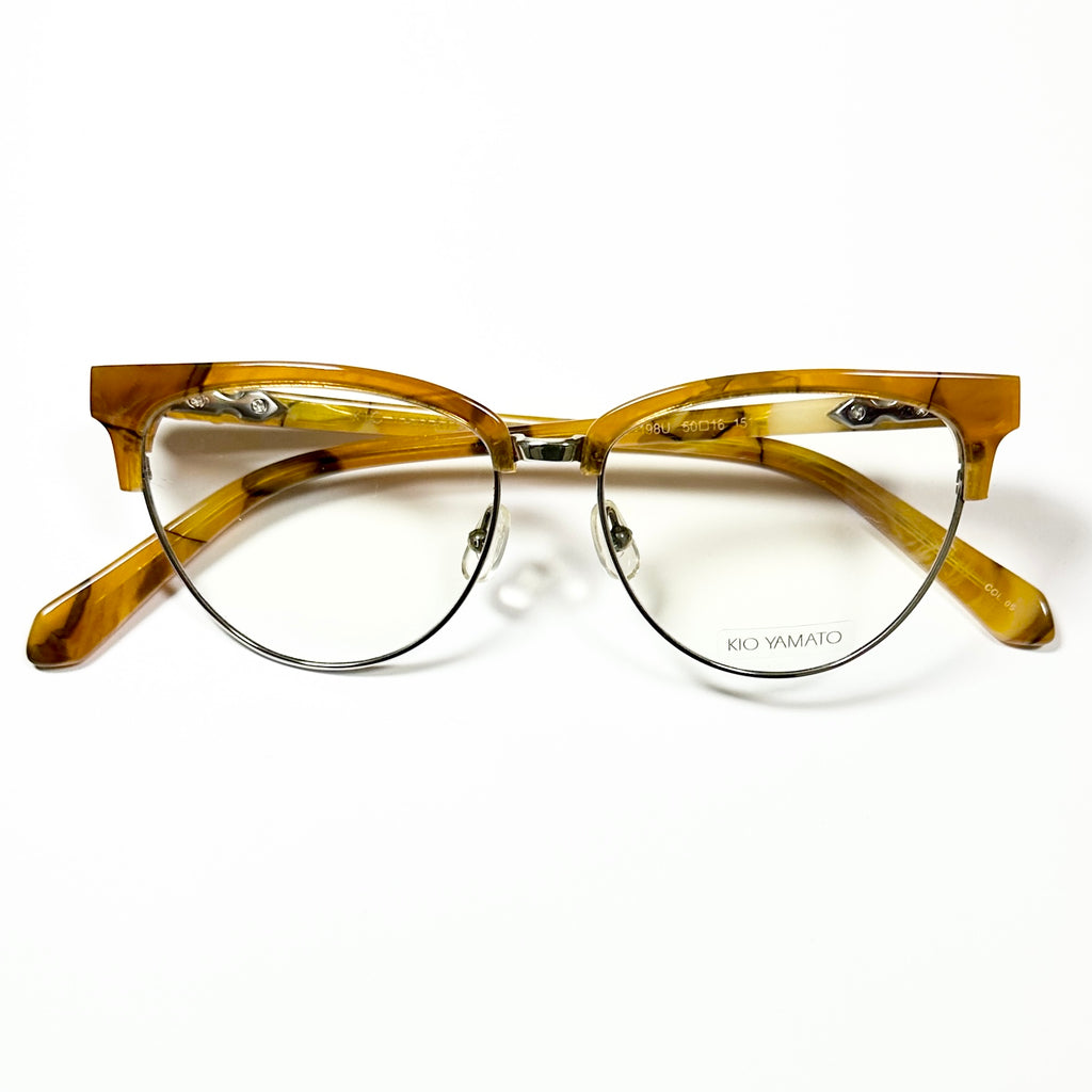 KIO YAMATO KT-198U col.05 Eyeglasses Frames in Camel/Silver - Authentic New