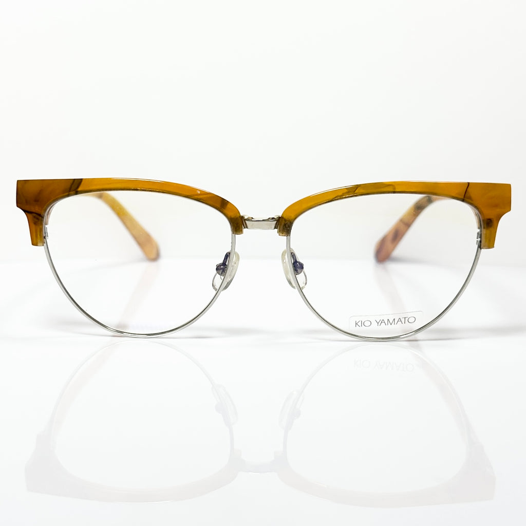 KIO YAMATO KT-198U col.05 Eyeglasses Frames in Camel/Silver - Authentic New