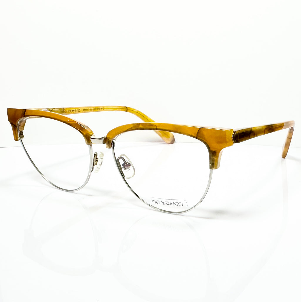 KIO YAMATO KT-198U col.05 Eyeglasses Frames in Camel/Silver - Authentic New
