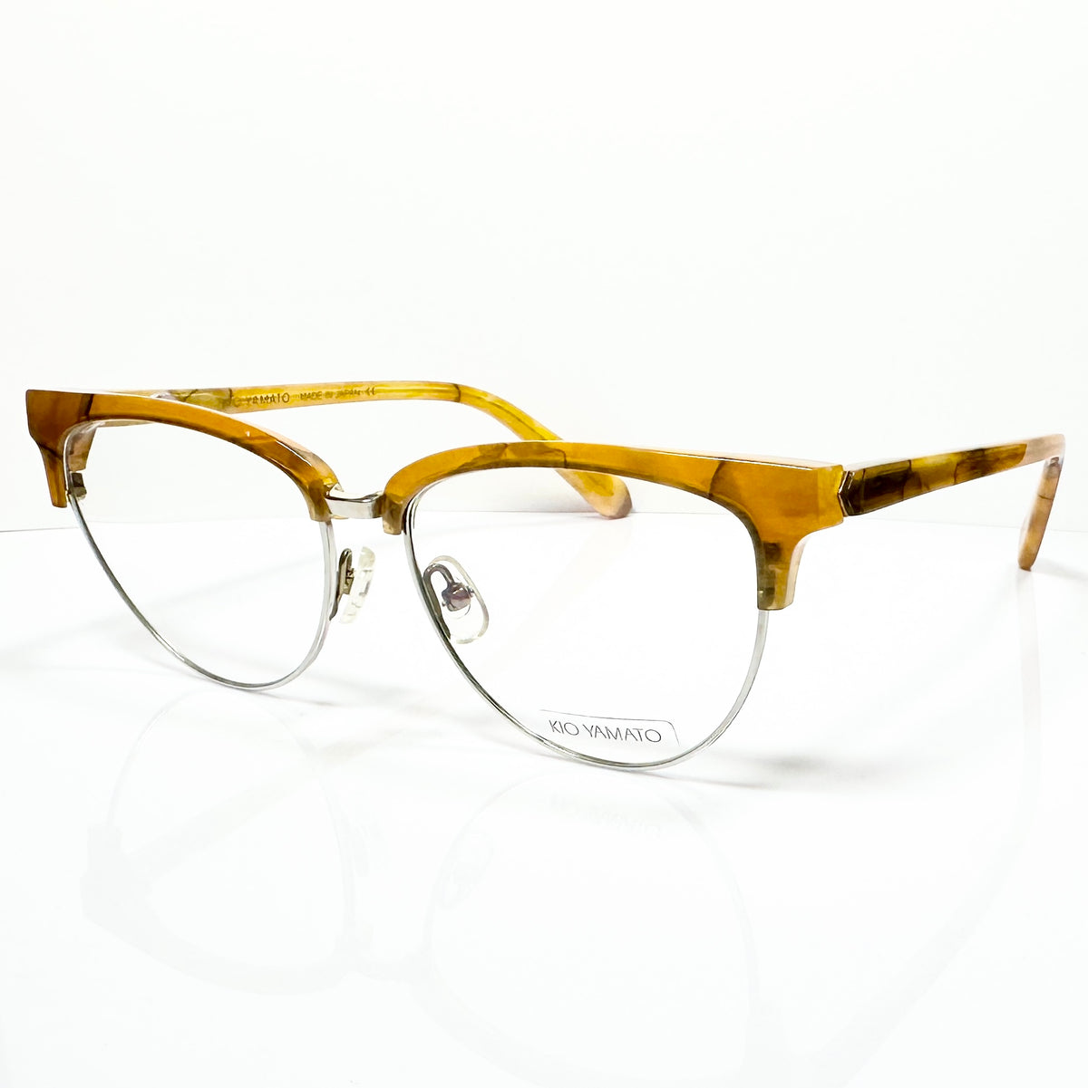 KIO YAMATO KT-198U col.05 Eyeglasses Frames in Camel/Silver - Authentic New