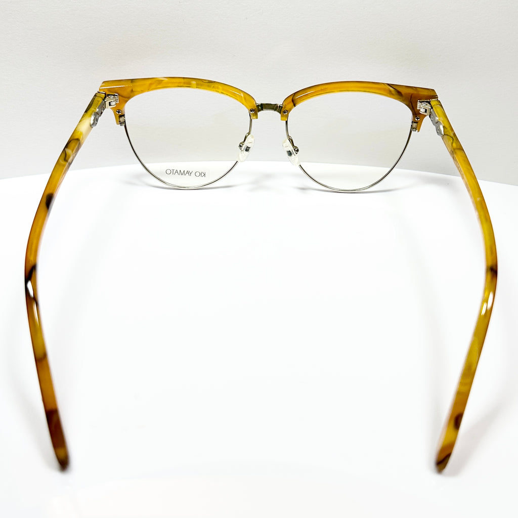 KIO YAMATO KT-198U col.05 Eyeglasses Frames in Camel/Silver - Authentic New