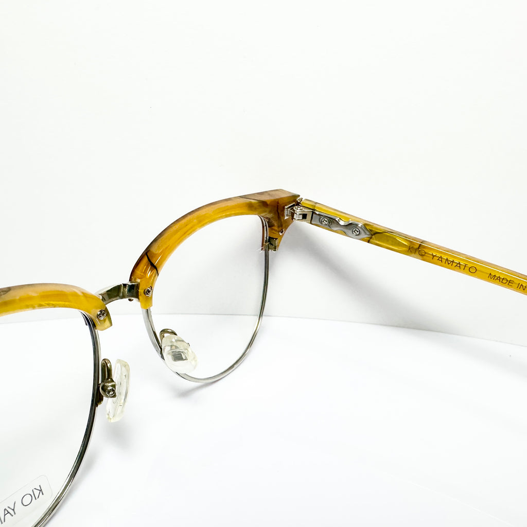 KIO YAMATO KT-198U col.05 Eyeglasses Frames in Camel/Silver - Authentic New