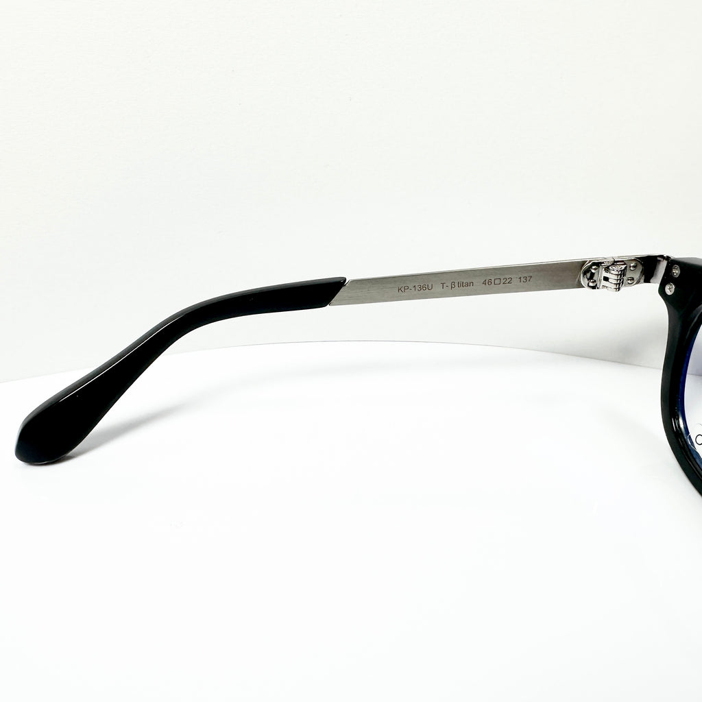 KIO YAMATO KP-136U col.01 Eyeglasses Frames in Black/Silver - Authentic New