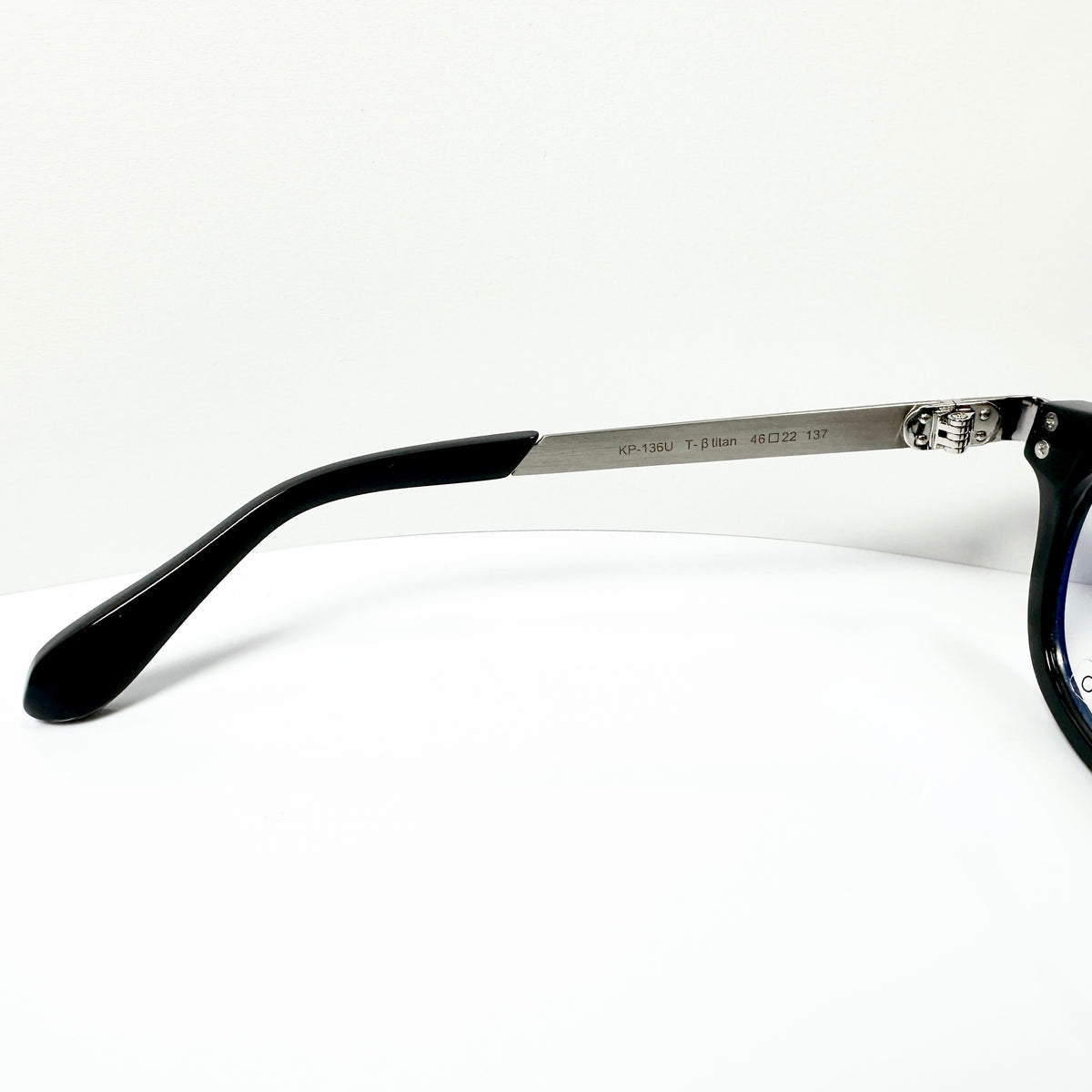 KIO YAMATO KP-136U col.01 Eyeglasses Frames in Black/Silver - Authentic New