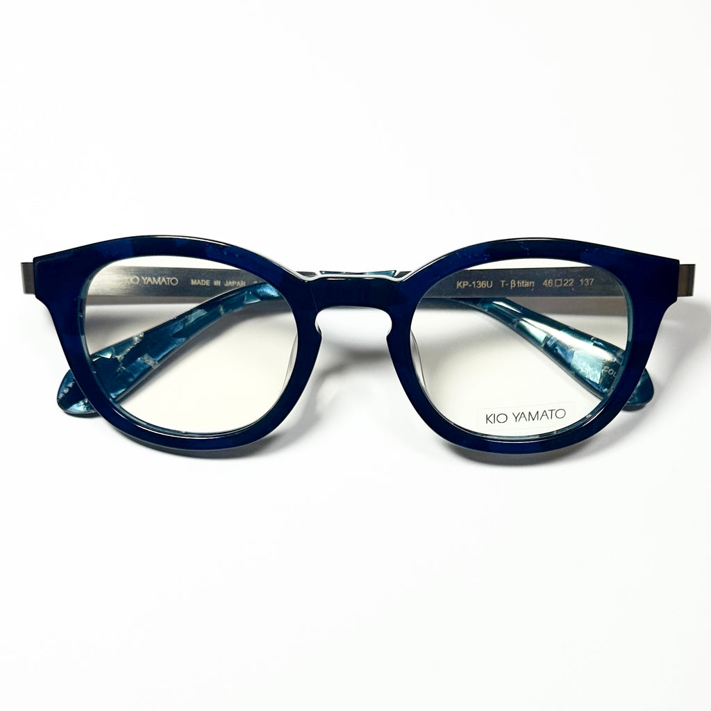 KIO YAMATO KP-136U col.03 Eyeglasses Frames in Dark Blue/Silver - Authentic New